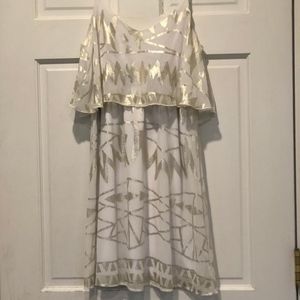 White/Metallic Gold and Glory Short Casual Dress